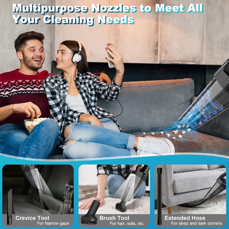 Blestan Cordless Car Vacuum Lightweight High Power Handheld Vacuum Cleaner with LED Light, Hand Vacuum for Car Home Office and Pet Hair, BlackBlue - Image 3